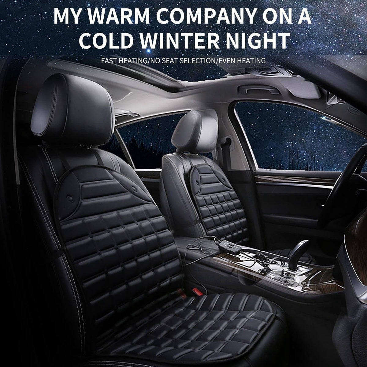 12V Heated Car Seat Cover & Cushion – Dual Heat Settings with Backrest Support