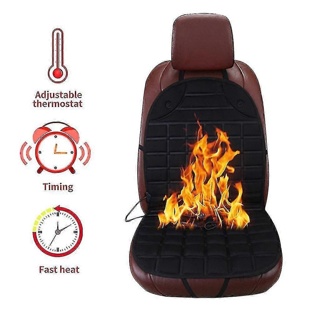 12V Heated Car Seat Cover & Cushion – Dual Heat Settings with Backrest Support