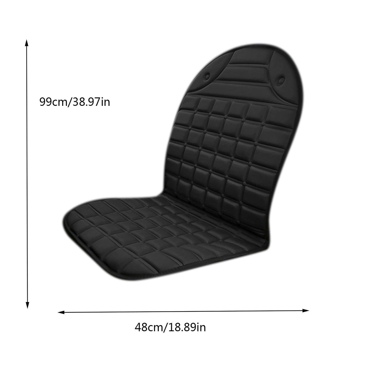 12V Heated Car Seat Cover & Cushion – Dual Heat Settings with Backrest Support
