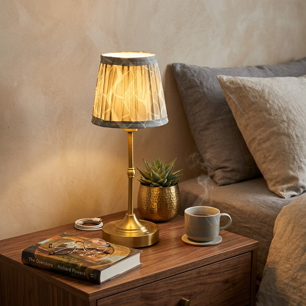 Auren | Stylish Rechargeable Fabric Table Lamp for Living Room and Bedroom
