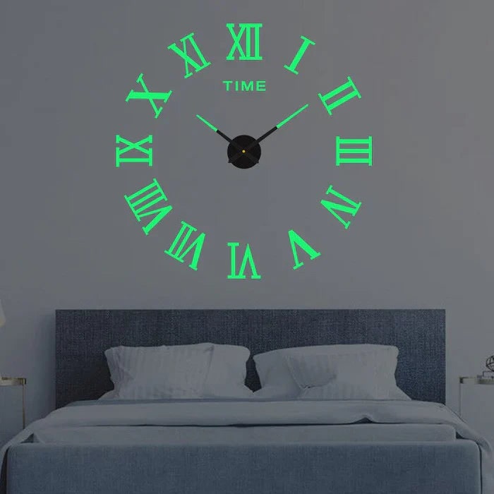 Large Wall Clock – Vintage 3D Adhesive Numbers & Minimalist Design