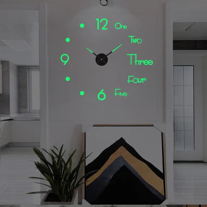 Large Wall Clock – Vintage 3D Adhesive Numbers & Minimalist Design