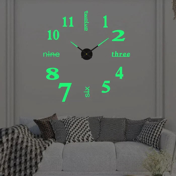 Large Wall Clock – Vintage 3D Adhesive Numbers & Minimalist Design