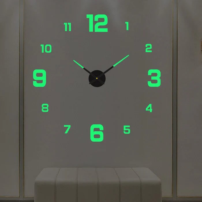 Large Wall Clock – Vintage 3D Adhesive Numbers & Minimalist Design