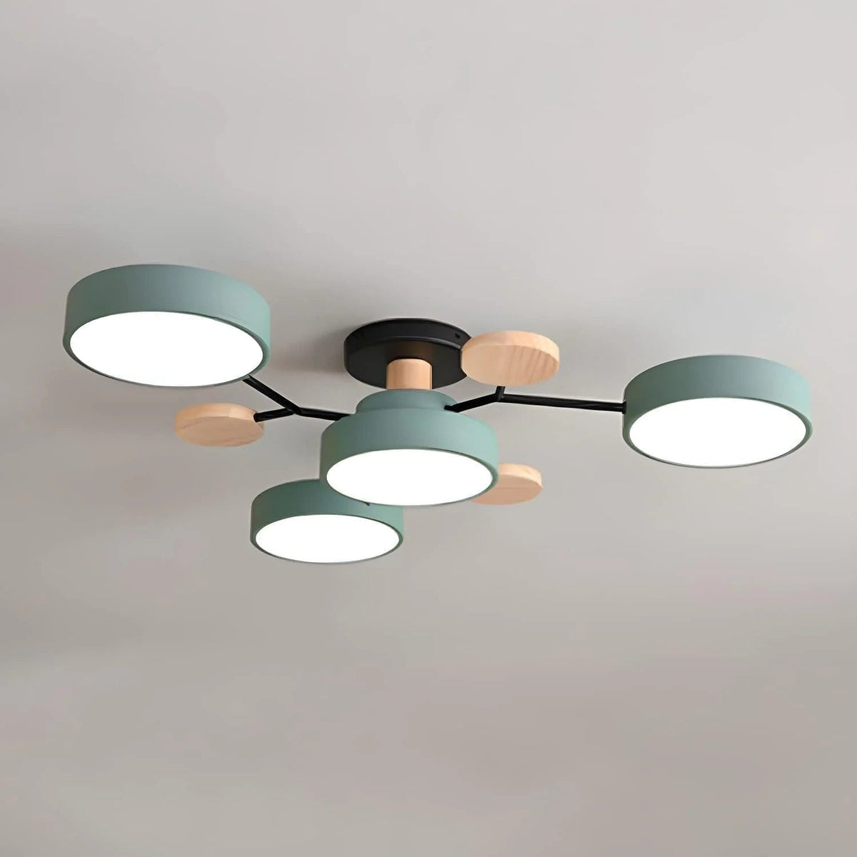 NordWood | Semi-Flush Ceiling Light with Wood Accents