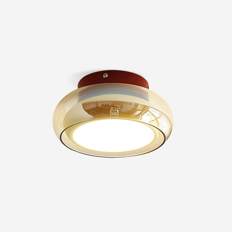 AmberGlow | Vintage LED Flush Mount Ceiling Light with Amber Glass