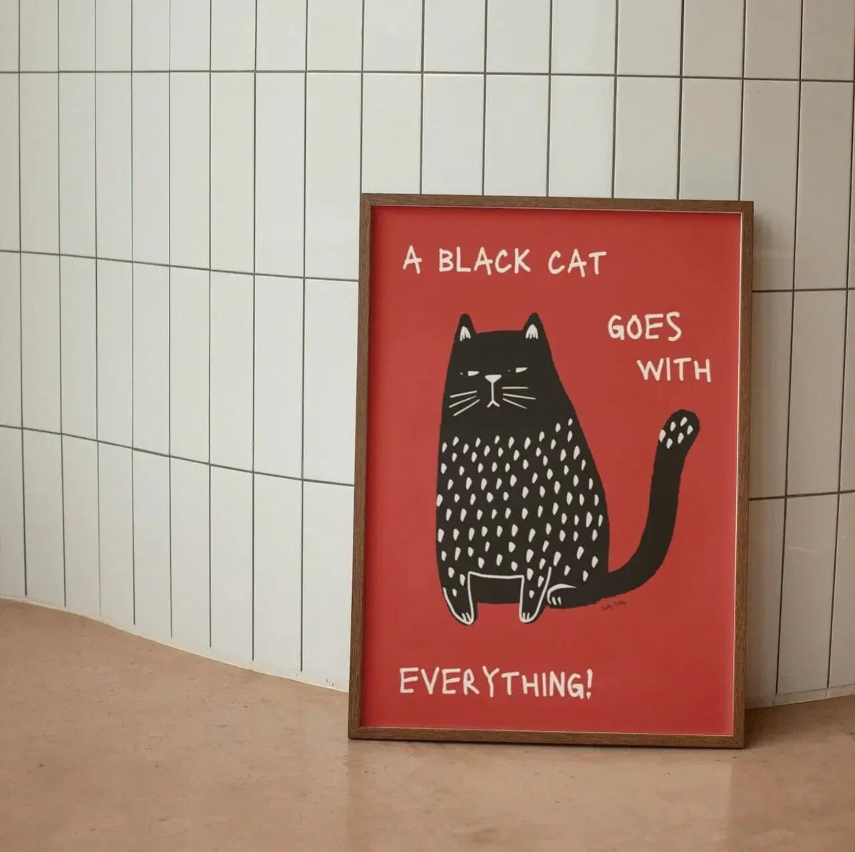 Modern Black Cat Wall Art – Minimalist Fine Art Print