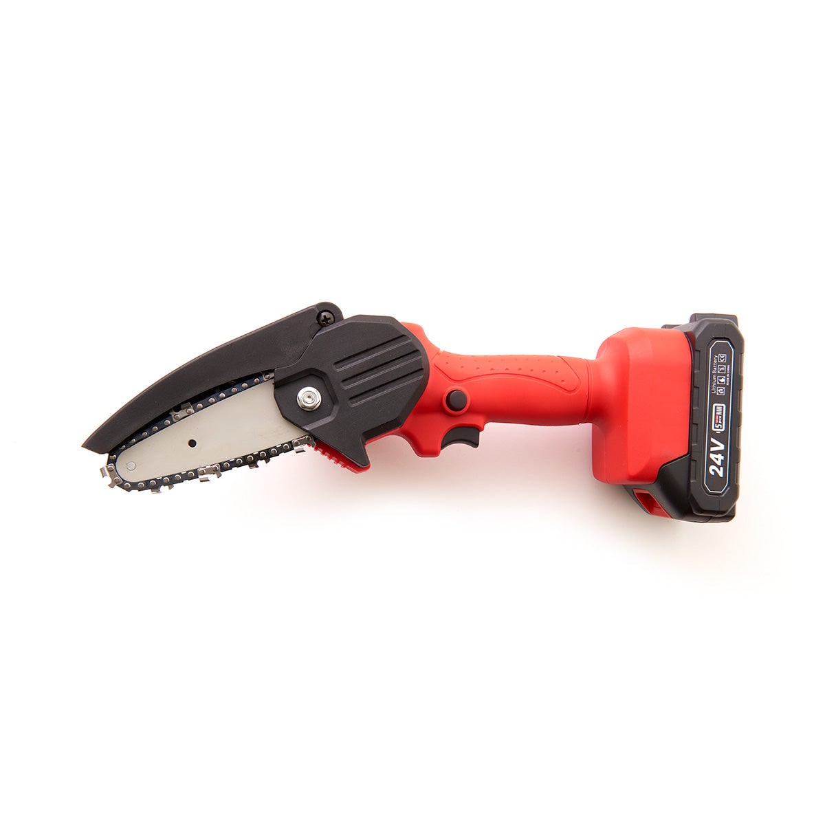 Cordless Mini Chainsaw – 24V Rechargeable Battery & Safety Guard
