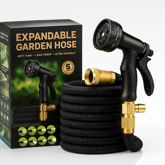 Expandable Garden Hose – Leak-Proof Hose with 8-Function Spray Nozzle