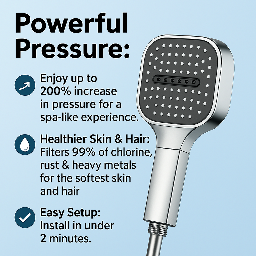 TurboRain | High-Pressure Turbo Boost Shower Head with Enhanced Filtration System