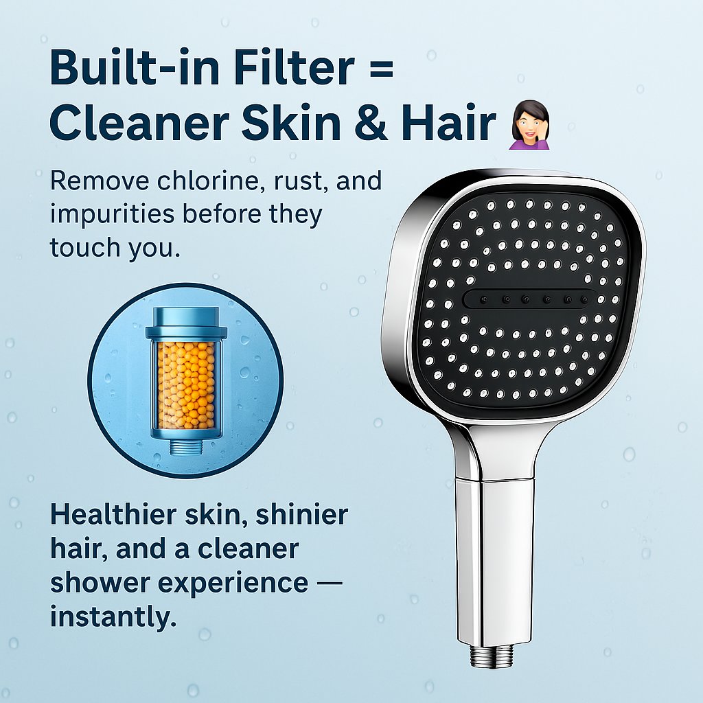 TurboRain | High-Pressure Turbo Boost Shower Head with Enhanced Filtration System